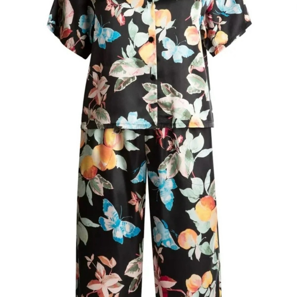 Secret Treasures Satin Cropped Pj Set Butterflies XL BNWT - Picture 5 of 13